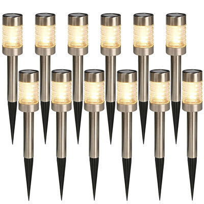 Solar Pathway Lights Outdoor, 12 Pack LED Solar Powered Waterproof Garden Lights, Landscape Lighting for Walkway Driveway Lawn Patio Yard Decoration, Warm White