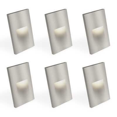 Luxrite Vertical LED Step Lights, 5CCT, 3W, 150LM, 90° Beam, Dimmable, 120V, IP65, Interchangeable Plate Cover, Indoor/Outdoor, Brushed Nickel 12 Pack