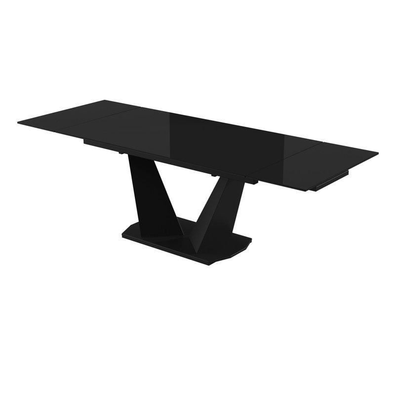 PARMA Glass Top Metal Base Dining Table, 35" W x 62" L