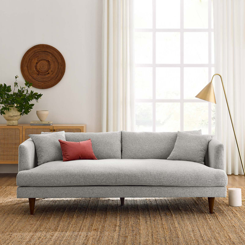 Zoya Light Gray Fabric Sofa with Down Fill Cushions