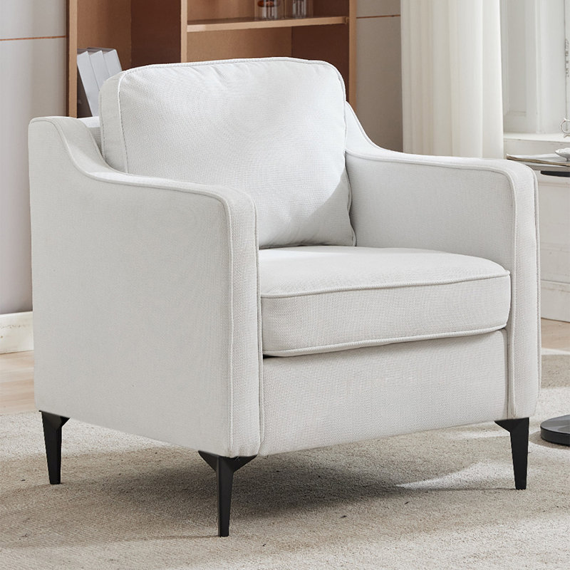 1 Seater Linen Sofa, White