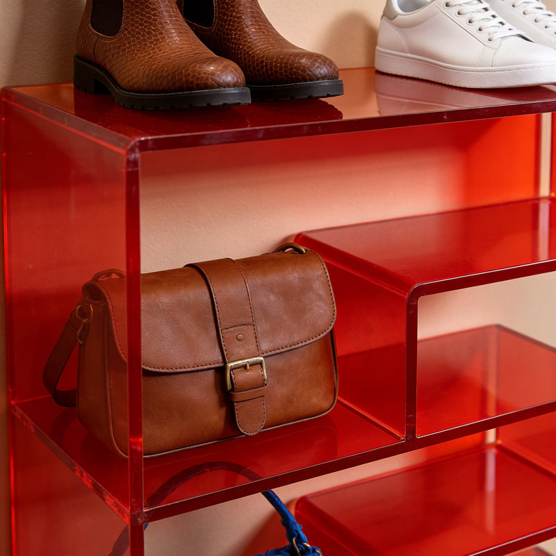 Stepped Acrylic Display Shelf, (5 Shelves) 49.21"H x 31.5"W x 11.81"D