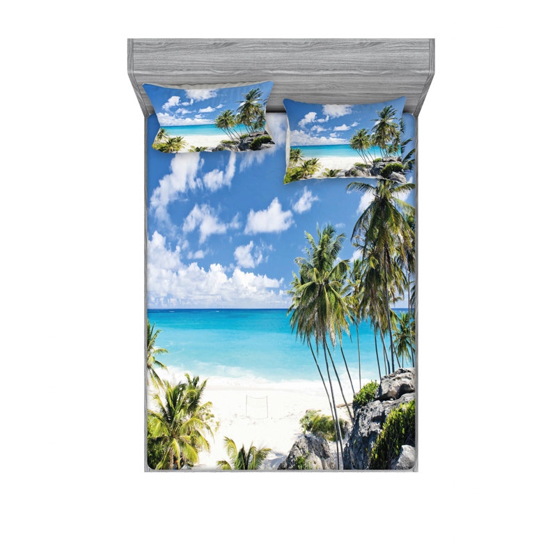 Ensemble de draps Barbados Beach, Ensemble de drap pour grand lit avec drap-housse