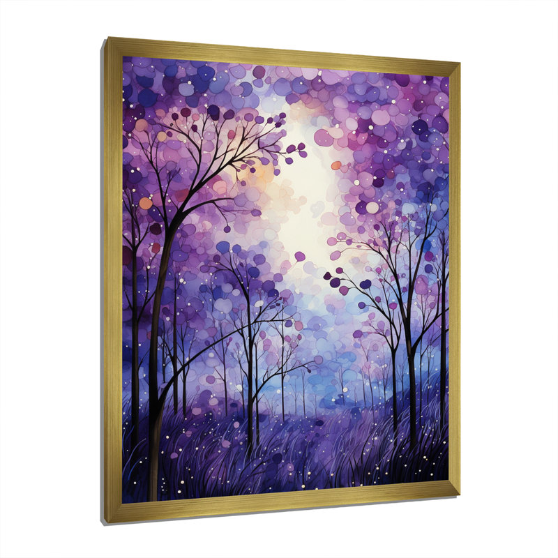 Macmahon Violet Serenade - reproduction d'art sur toile abstraite, H 44 po x l 34 po x P 1,5 po, Cadre doré simple