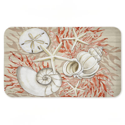 Coral & White Shells Printed Anti-Fatigue Floor Mat, design by Paul Brent, 30"x18"