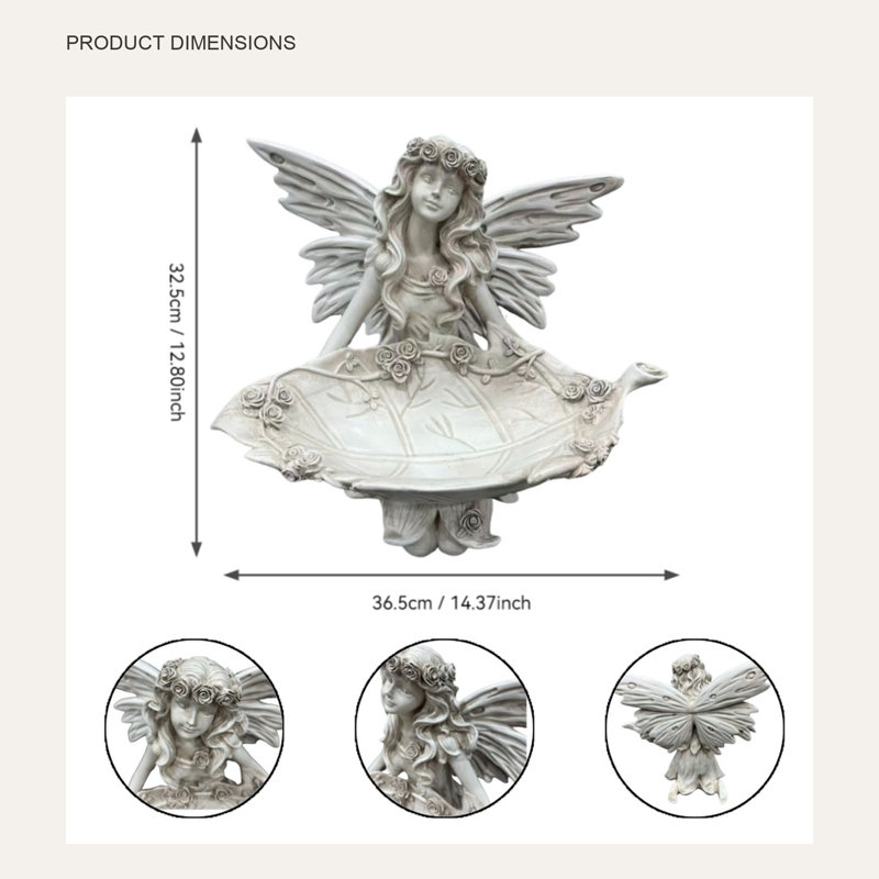 Fairy Garden Statue with Leaf Tray