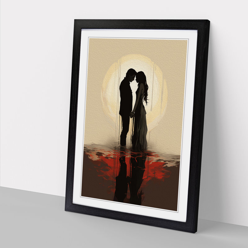 XYZ-FRM-V1223-4396 Lovers Minimalism - Single Picture Frame Print on Wood, Black , 34cm H x 25cm W x 2cm D
