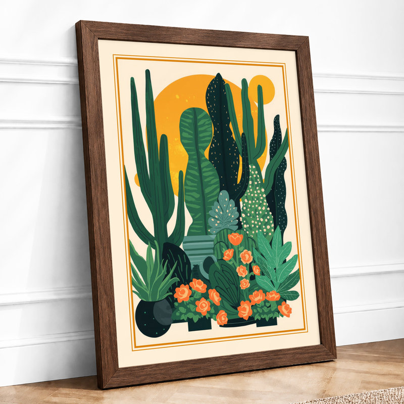 Desert Landscape Botanical - Framed Print, A1 - 84.1 x 59.4 cm, Walnut