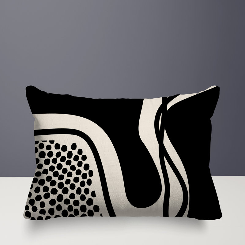 Coussin lombaire réversible intérieur / extérieur Jai Abstract, H 18 po x l 25 po, Noir, noir, noir, noir