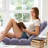 Folding Reclining Ergonomic Floor Game Chair with Back Support, Cushioned Meditation Sofa, Light Grey-2102511818