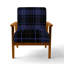 Fauteuil d'appoint rembourré à motif tartan vert et orange Fetullah-384490495-384490241