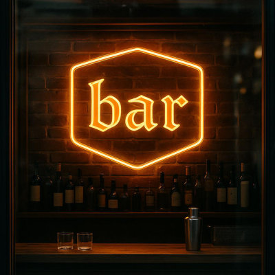 Bar Neon Sign  – Rustic Illuminated Party Wall Light - 16X16" | 40X40cm