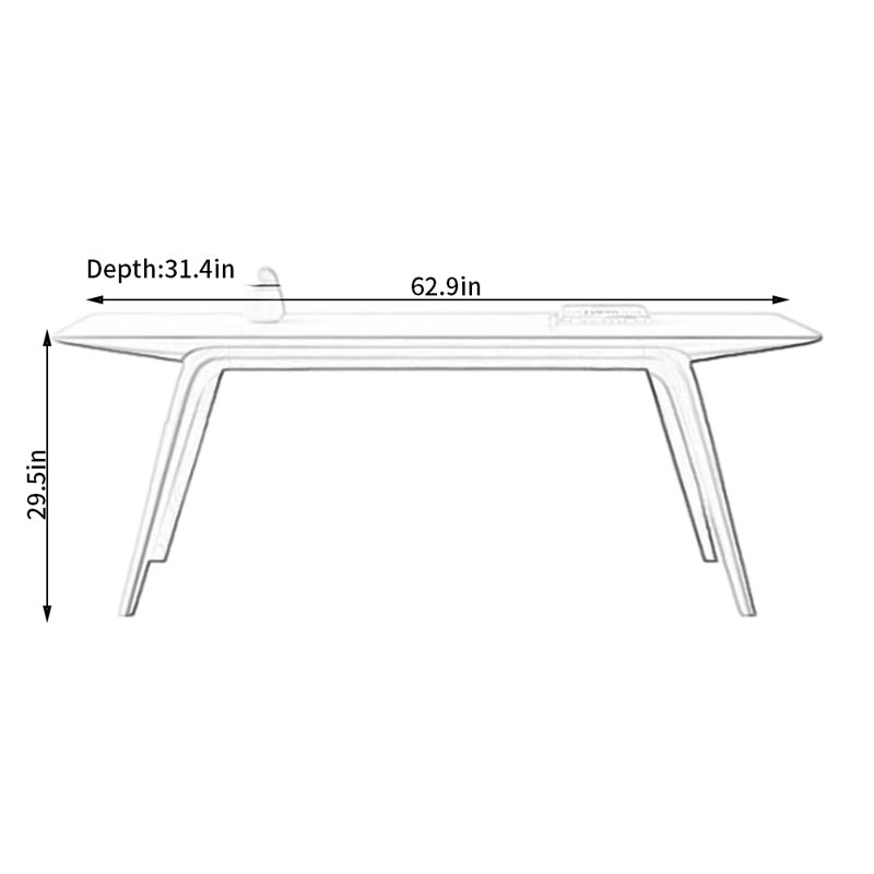 Table de salle à manger Boyan, H 29,5 po x L 62,9 po x l 31,4 po