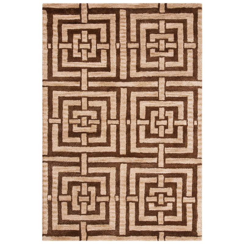 Secaucus Hand Tufted Wool Geometric Rug, Rectangle 4' x 6'
