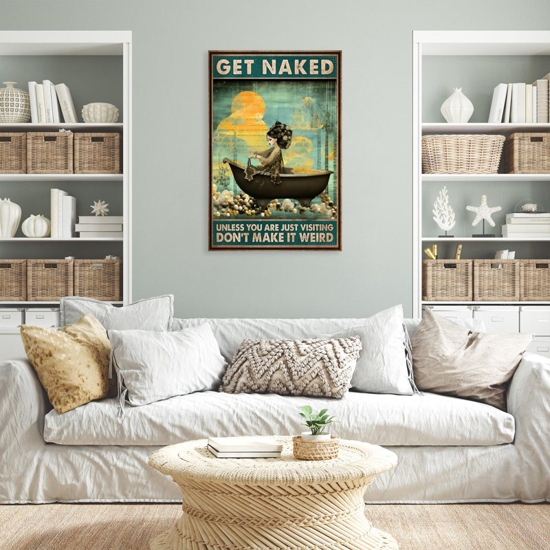 «Woman In Bathaign Get Nake 1 - 1 pièce», reproduction d'art graphique sur toile tendue, H 14 po x l 11 po x P 1,25 po