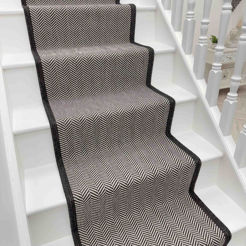 Stair Runner Geometric Flatweave Area Rug, Runner 60 x 720 cm