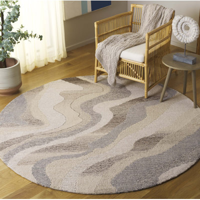 Tapis abstrait en laine et coton touffeté à la main Elleora