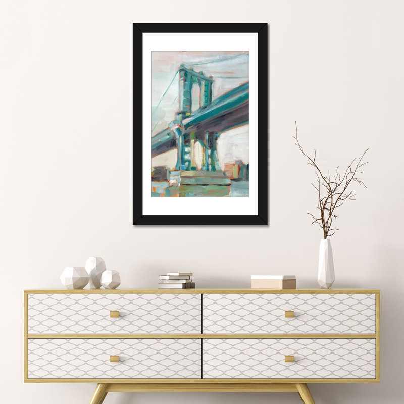 « bridge i », reproduction sur toile, H 24 po x l 16 po x P 1 po, Papier d'art encadré noir, Blanc
