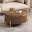 Table basse ronde moderne avec 2 grands tiroirs de rangement, brun, 31,5 po