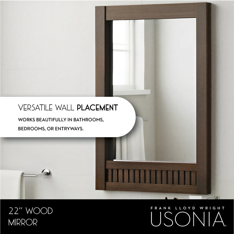 Through Lines Flat Wall Mirror, 30" x 22", Brown