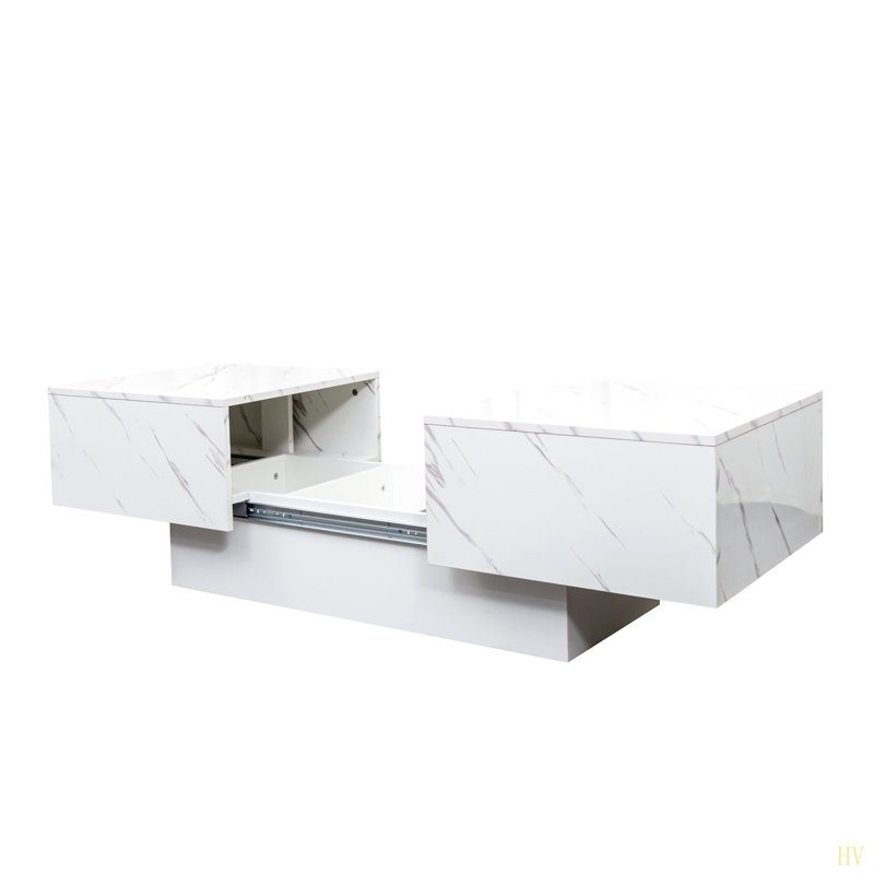 Table basse avec plateau coulissant, table centrale avec compartiment de rangement caché, table extensible pour le salon