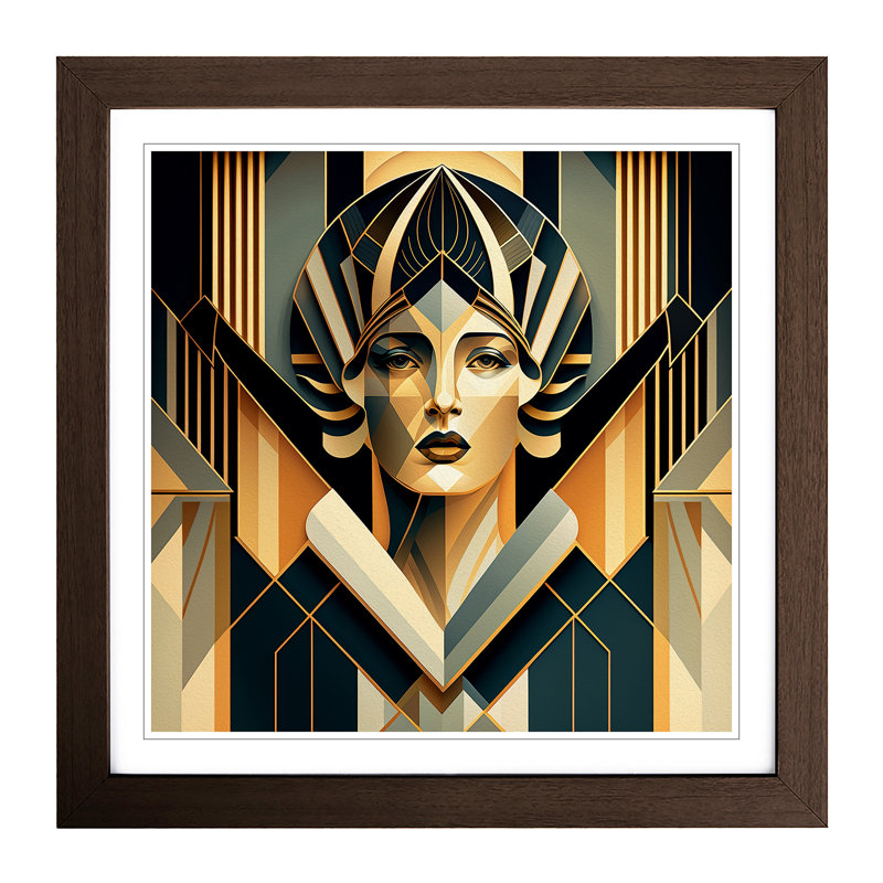 Art Deco Woman Geometric - Framed Print, Walnut
