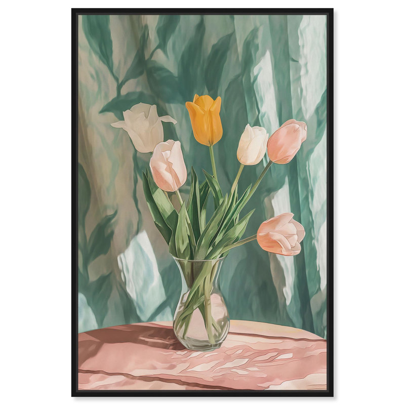 Décoration murale florale de table sur toile par Art Remedy, H 16 po x l 11 po, Structure noire