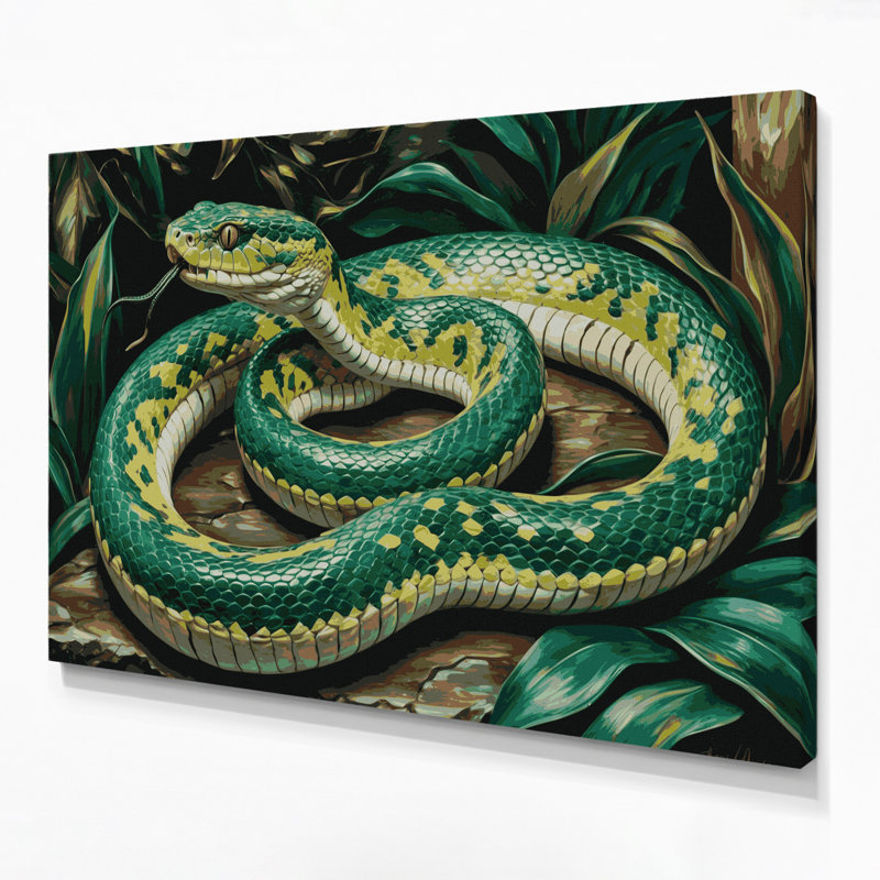 Art sauvage sur toile vert, H 16 po x l 20 po
