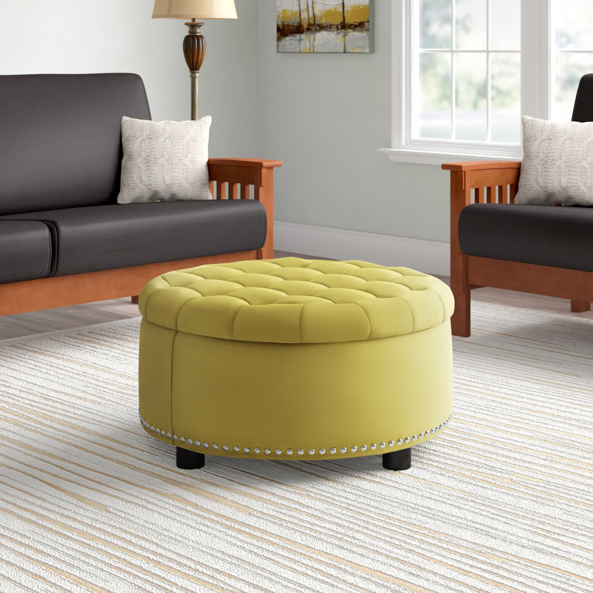 Red Barrel Studio® Gadra 30'' Tufted Round Ottoman with Storage ...
