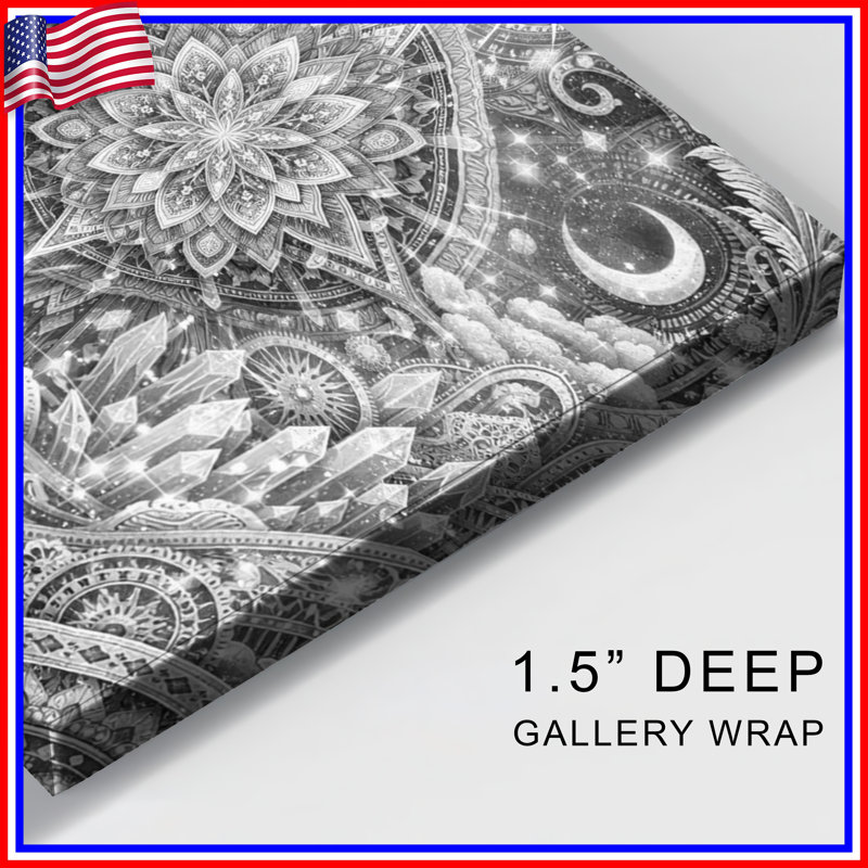 Mandala complexe sur toile tendue en plusieurs tailles, 11 x 14 pouces