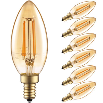 4.5W (40W Eqv.) C11 LED Vintage Candle Bulb, Dimmable LED Filament Bulb, LED Candelabra Ceiling Fan Bulbs, E12 Base
