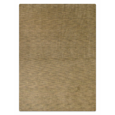 Tapis en laine écologique tissé à la main - 90 x 150 cm, rectangulaire, couleur olive, motif uni, épais et à poils longs, antidérapant, idéal pour le salon et la chambre.