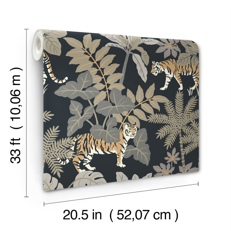 Caspian Jungle Prowl Wallpaper, Black