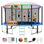 Trampoline de cour arrière de 14 pi avec enceinte de sécurité, cerceau de basketball, gicleur, lumières, trampoline d'extérieur