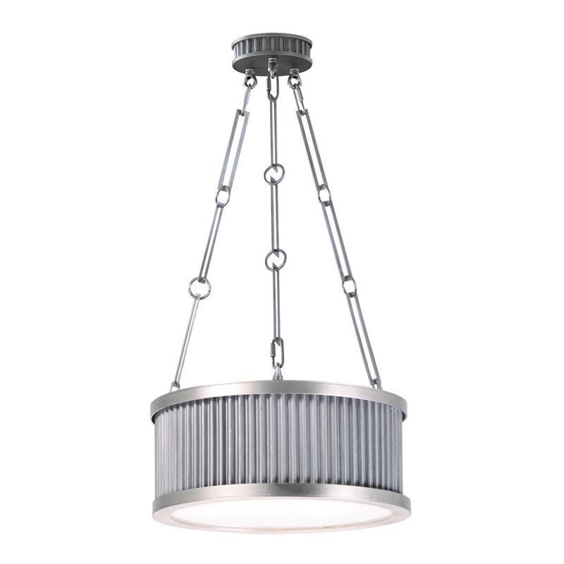 Lustre tambour 3 lumières Langton, Zinc vieilli / nickel satiné