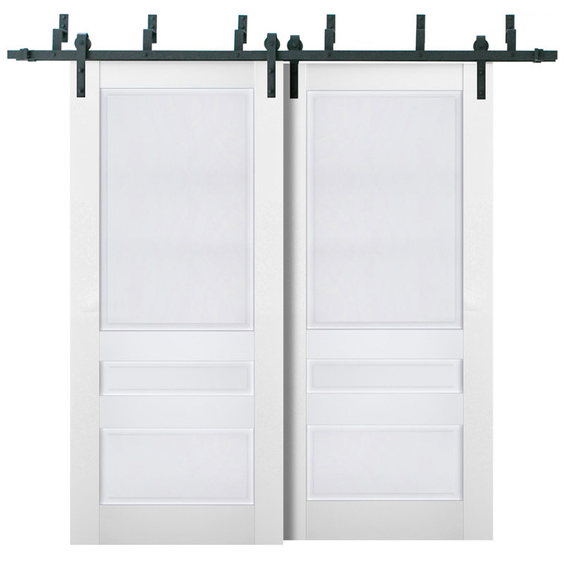 Portes de grange à panneaux en bois Veregio, 56 po x 84 po, Blanc