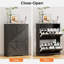 Armoire d'entrée avec tiroirs rabattables de style grange, organisateur de rangement pour chaussures étroit avec tablette supérieure, tablettes réglables, étagère à chaussures pour couloir et garde-robe, noir, 24 po