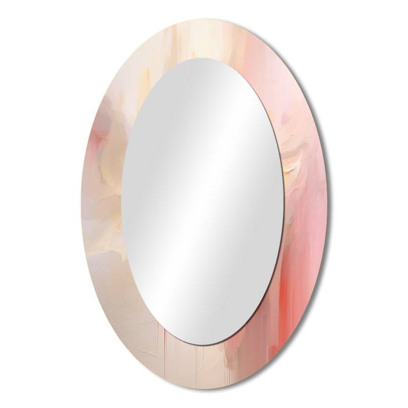 Dreamy Beauty In Gentle Vintage Pink Watercolor II - Pink Oval Wall Mirror Decor, 36" x 24"