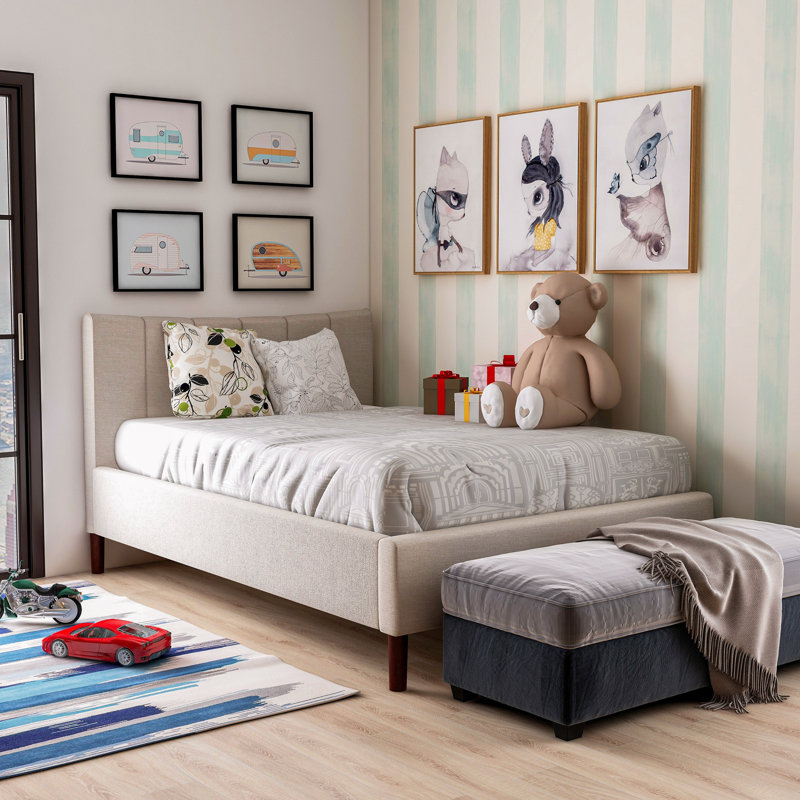 Harwinton Upholstered Platform Bed, Beige, California King