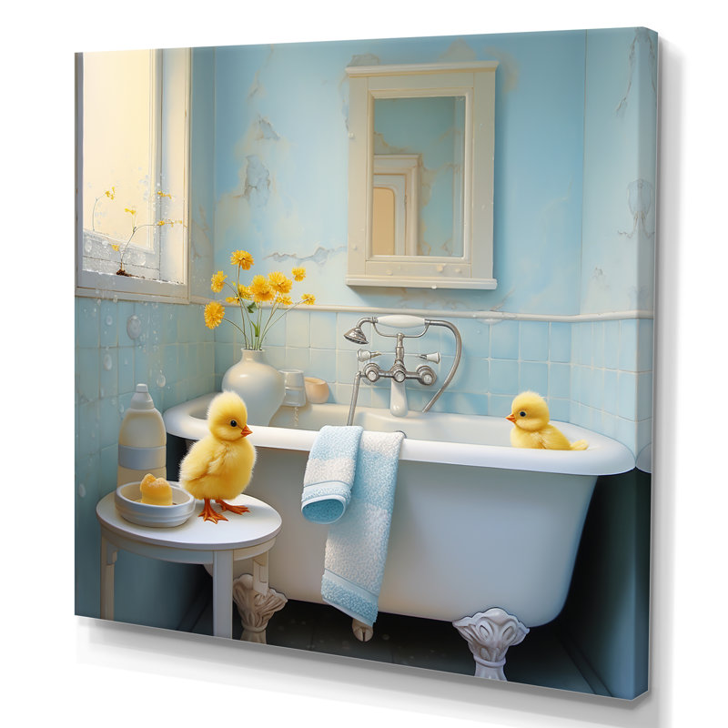 «Yellow Duck Bathroom Dip I - Coyote», reproduction sur toile, H 16 po x l 16 po x P 1 po