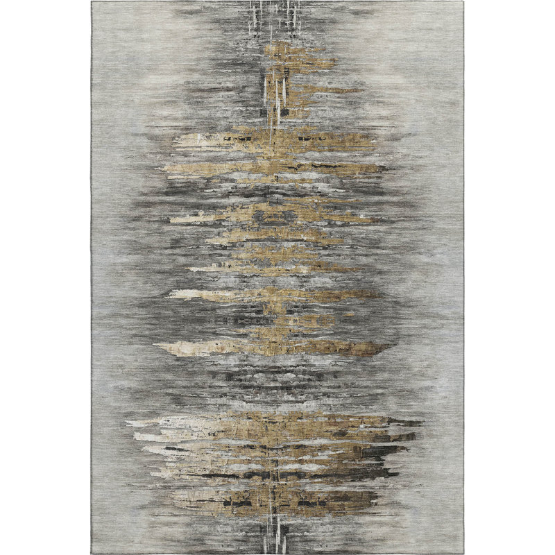 Premium Machine Washable Prisco Gray Rug, Rectangle 10' x 14'