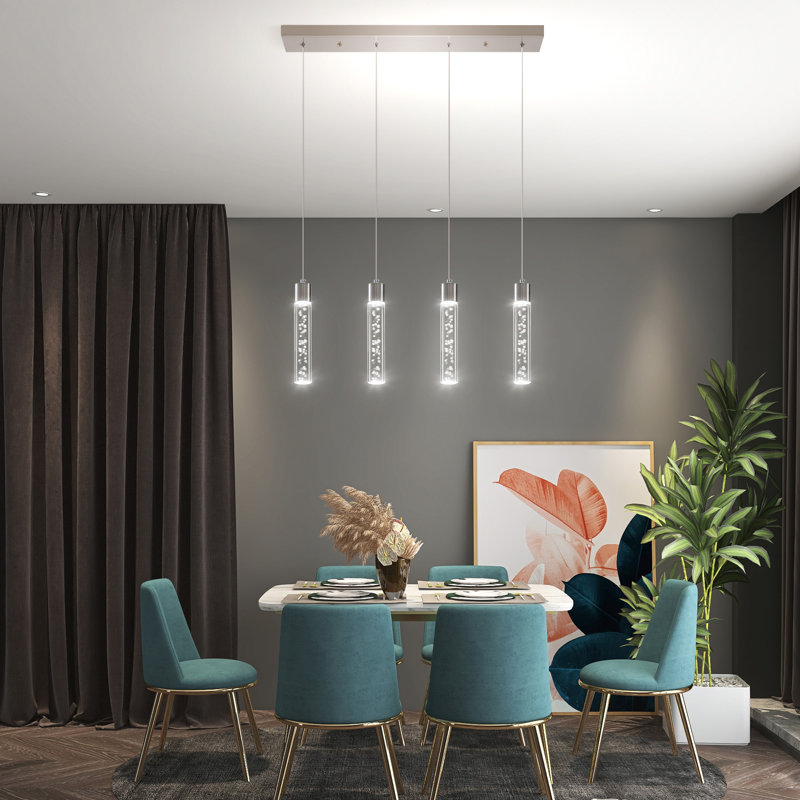 Luminaire suspendu pour îlot de cuisine Aniha, 4, Brushed Nickel