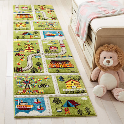 Tapis abstrait vert / beige Zeno