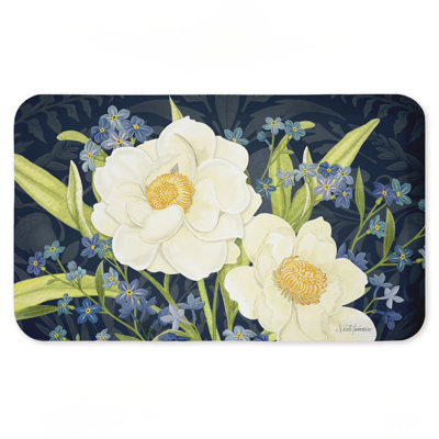 Tapis de sol anti-fatigue imprimé fleurs de minuit, design par Nicole Tamarin, 30 po x 18 po