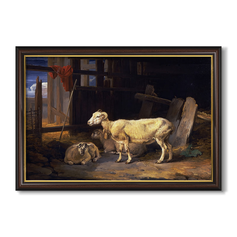 Sheep in a Stable, 1810 - James Ward - toile sur mesure encadrée, 24x34 INNER SIZE, Toile avec cadre, Noyer doré
