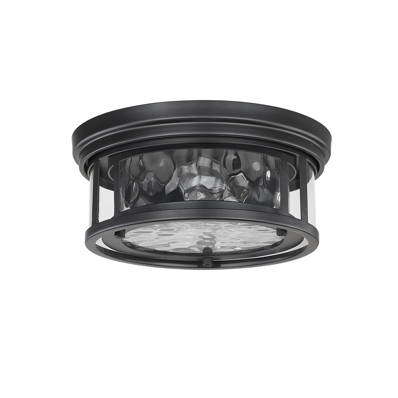 Masuda Glass Flush Mount, Matte Black