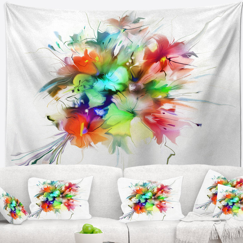 Fleurs d'été en tapisserie de différentes couleurs Floral, H 50 po x l 60 po