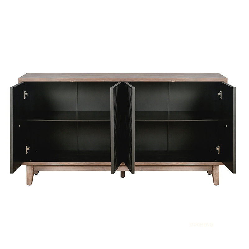 Armoire polyvalente Mid Century pour diverses pièces et besoins de rangement, Noir
