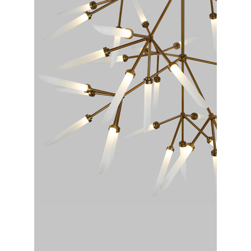 Spur LED Chandelier, Aged Brass, 3, 43.2"H x 41.1"W x 41.1"D