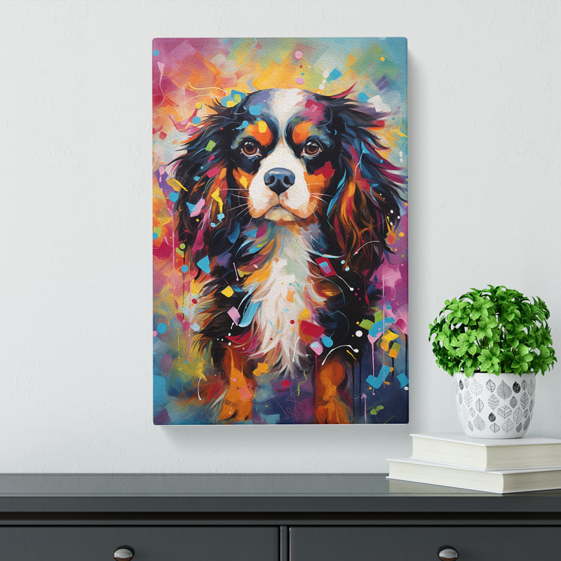 Cavalier King Charles Spaniel Abstract No.2 - No Frame Art Prints - Wrapped Canvas, 50cm H x 35cm W x 3cm D